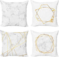 Ambesonne Marble Throw Pillow Cushion Case Pack of 4, Modern Design Illustration of Geometric Golden Yellow Tone Lines Shapes, Modern Accent Double-Sided Digital Printing, 24", Grey Mustard