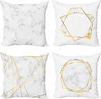 Ambesonne Marble Throw Pillow Cushion Case Pack of 4, Modern Design Illustration of Geometric Golden Yellow Tone Lines Shapes, Modern Accent Double-Sided Digital Printing, 24", Grey Mustard
