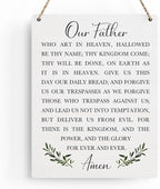 Christian Bible Verses Wall Decor Our Father Prayer Wall Decoration The Lords Prayer Wooden Hanging Sign Scripture Wall Art for Home Living Room Bedroom Home Wall Decor 8x10 Inches Religious Gift