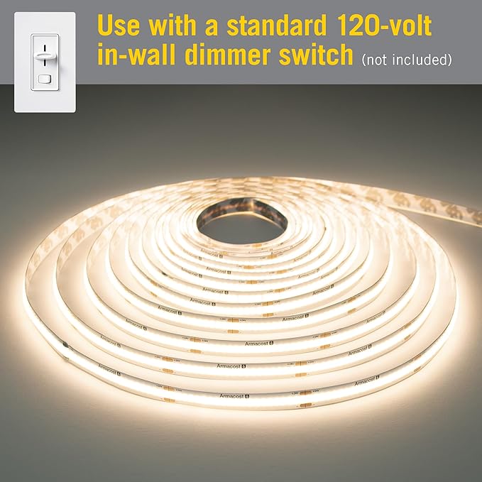 Armacost Lighting RibbonFlex LUX AC Dimmable White COB LED Strip Light Kit Soft White 3000K 421570