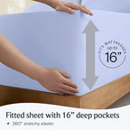 LuxClub 4 PC Sheet Set Bed Sheets Deep Pockets 16" Eco Friendly Wrinkle Free Cooling Machine Washable Hotel Bedding Silky Soft - Sky Blue King