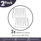 Ambesonne Ethnic Window Valance Pack of 2, Messy Waves and Small Triangles Indonesian Traditional Pattern Watercolors, Rod Pocket Curtain Valances for Kitchen Bedroom, 54" X 12", Navy Blue and Cream