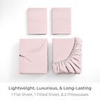 Mellanni Full Sheets Set - 4 PC Iconic Collection Bedding - Hotel Luxury, Extra Soft, Cooling Bed Sheets - Wrinkle, Fade, Stain Resistant (Full, Blush Pink)
