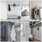 TICONN Wall Mounted Coat Rack, Five Heavy Duty Tri Hooks All Metal Construction for Jacket Coat Hat in Mudroom Entryway (Space Gray, 1-Pack)
