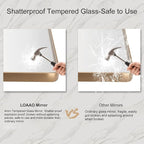 LOAAO 72”X32” Gold Bathroom Mirror, Rounded Rectangle Gold Frame Mirror, Brushed Gold Bathroom Vanity Mirror Wall-Mounted, Anti-Rust, Tempered Glass, Hangs Horizontally or Vertically