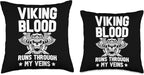 Viking Gift For Men Valhalla Pagan Norse Blood Runs Through My Veins Scandinavian Pagan Viking Throw Pillow, 18x18, Multicolor