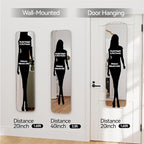47x14 Mirror Rectangle Full Body Length Door Hanging Wall Mounted Metal Frame Dressing Make-up Mirrors for Entryway Bedroom Bathroom Living Room 47 14 inch Silver