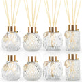 8Pcs Reed Diffuser Set with Metal Golden Decoration, 3.5oz-4.2oz Empty Bottles with 20Pcs Reed Sticks, Unique Design Bottles for Home and Office