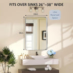 24×36 Silver Bathroom Vanity Mirror for Over Sink - Decorative Bathroom Mirrors with & Tempered Glass for Bedroom, Hallway, Living Room, Horizontal/Vertical Wall Mounted, Rounded Rectangle Frame