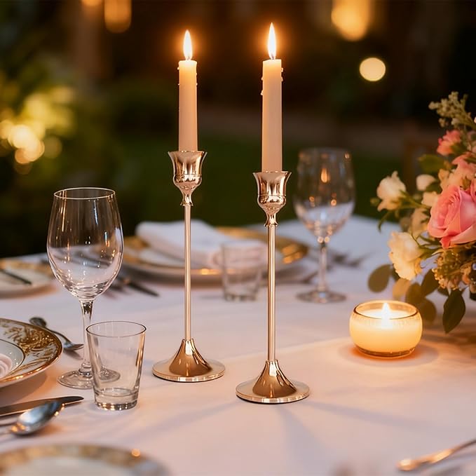 Candlestick Holders Rose Gold, 6 Packs Taper Candle Holder for Candlesticks, Candle Sticks Holder Decor for Home Decor