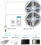 phopollo RGB Smart LED Strip Lights, 32.8ft (2 Rolls of 16.4ft) LED Lights for Bedroom, APP Control, Multiple Colors on One Line, Color Changing Strip Lighting Music Sync, USB Powered