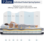 Vesgantti King Mattress 10 Inch Innerspring Multilayer Hybrid King Size Mattress - Ergonomic Design with Memory Foam and Pocket Spring Mattresses King Size - Box Top Series Medium Firm Feel