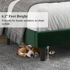 Allewie Full Bed Frame/Velvet Upholstered Bed Frame with Vertical Channel Tufted Headboard/Strong Wooden Slats/Platform Bed Frame/Mattress Foundation/Box Spring Optional/Easy Assembly/Green