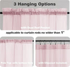 Chyhomenyc Sheer Valances for Windows, Small Window Curtains for Living Room Bathroom Laundry Basement, Modern Dual Rod Pocket Voile Valance Curtain, 42W x 14L inches, 2 Pcs, Blush Pink