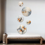 DesignQ Traditional Metal Wall Art Decor Set -Beige Metal Wall Decor Set For Room -Art Inspired By Modern Scandinavian Dreams In Beige And Yellow Set Of 5 round metal - 80" x 36" - 5 metal wall Panels