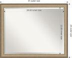 Amanti Art Bronze Bathroom Mirror for Over Sink, 25x31 Elegant Brushed Bronze Narrow Rectangle Vanity Mirror, Large Casual Frame, Hangs Horizonally and Vertically, Bathroom Wall Decor, Beveled Edge