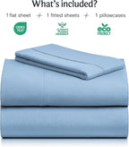 LuxClub Twin XL Sheets - Soft Twin Bed Sheets for Boys and Girls, 3 PC Deep Pockets Wrinkle Free Kids Fitted Sheets Machine Washable Hotel Bedding Silky Soft - Sky Twin XL