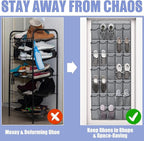 Over the Door Shoe Organizers 35 Mesh Pockets Hanging Shoe Organizer Shoe Rack for Closet Entryway Bedroom Bathroom Pantry Shoe Holder for Sneakers, High Heeled Shoes, Flip Flops (Gray 67.7” × 26.4”)