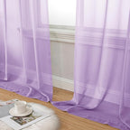 Aiyufeng Light Purple Sheer Curtain Panels Pair Sold 63 Inch Length, Light Filtering Window Curtain Drapes Treatment for Kitchen, Bedroom/Children Room, Voile Top Dual Rod Pocket, 2 Pack of 42 x 63"
