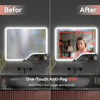 36"x 28" LED Bathroom Mirror with Shelf, Wall-Mounted Backlit Vanity Mirror with Lights, Smart Bathroom Mirror with 3 Colors, Anti-Fog, Stepless Dimmable, Memory (UL, ETL)
