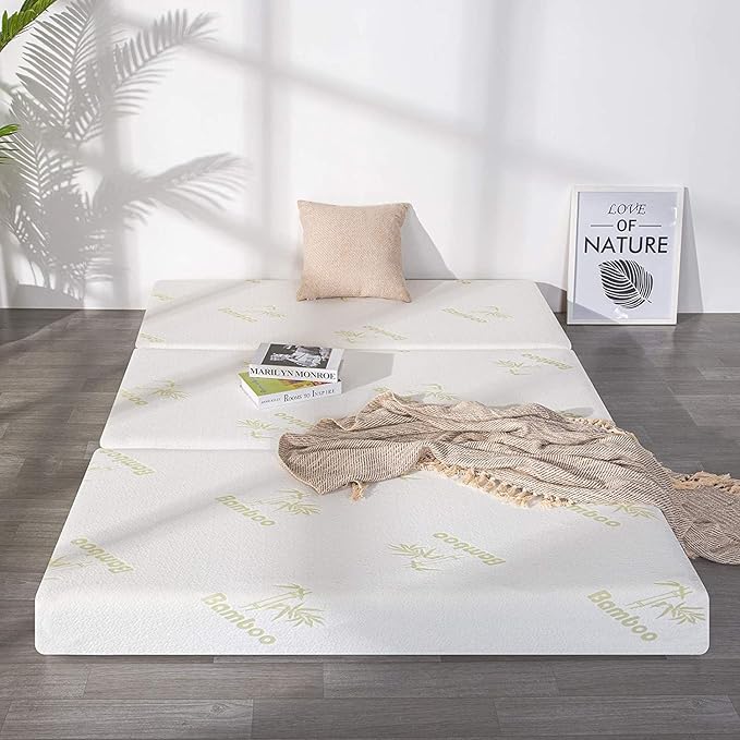 Inofia Twin Folding Mattress, 6 Inch Trifold Memory Foam Mattress with Ultra Soft Removable Cover, Non-Slip Bottom & Breathable Mesh Sides, Foldable & Portable - Twin Size (78" x 38" x 6")