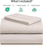 LuxClub 3 PC Sheet Set Bed Sheets Deep Pockets 16" Eco Friendly Wrinkle Free Cooling Machine Washable Hotel Bedding Silky Soft - Linen Twin XL