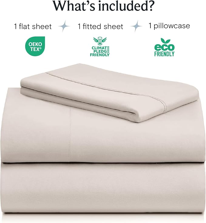 LuxClub 3 PC Sheet Set Bed Sheets Deep Pockets 16" Eco Friendly Wrinkle Free Cooling Machine Washable Hotel Bedding Silky Soft - Linen Twin XL