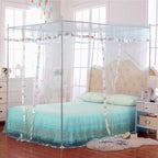 Canopy Bed Curtains Full - 4 Corner Canopy for Beds, Bed Canopy for Girls Adults, Bedroom Decor (Full Size, Light Blue)