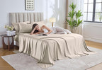Pure Bamboo Twin Sheets, Genuine 100% Organic Viscose Derived from Bamboo Bed Sheet Set, Luxuriously Soft & Cooling, Double Stitching, Lifetime Quality Promise (Twin, Creme)