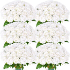 52 PCS White Artificial Roses Bulk, Fake Artificial Flowers Bridal Bouquet Silk Faux Rose with Stems for Wedding Flowers Decoration, Valentine's Day, Bridal Bouquet, Anniversary, Home Decor (52PCS)