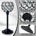 6pcs Crystal Candle Holder Set, 3 Sizes Tealight Candlestick Holders, Elegant Black Candelabra Bulk for Wedding Table Centerpiece, Fireplace, Home & Living Room Decor
