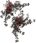 Ling's moment 2PCS Black Artificial Floral Swags Arch Flowers Burgundy Wedding Rose Garland Greenery Arrangements Centerpieces for Sweetheart Table Decor Wall Window Garden Decor Maroon Gothic