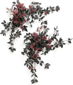 Ling's moment 2PCS Black Artificial Floral Swags Arch Flowers Burgundy Wedding Rose Garland Greenery Arrangements Centerpieces for Sweetheart Table Decor Wall Window Garden Decor Maroon Gothic