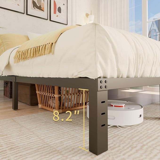 ALDRICH 10 Inch Metal King Size Bed Frame - Double Black Basic Steel Slats Platform, Easy Assembly Heavy Duty Noise Free Bedframes, No Box Spring Needed