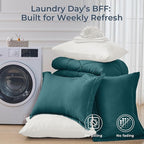 HEVUMYI King Comforter Set - 7-Piece All Season Bed in a Bag King, Ultra Soft Bedding Set with Comforter, Flat Sheet, Fitted Sheet, Pillowcases, Pillow Shams, Peacock Blue & Ivory