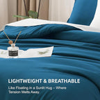 Litanika Teal Comforter Queen Size, 3 Pieces Turquoise Lightweight Solid Bedding Comforter Set, All Season Fluffy Bed Set (90x90In Comforter & 2 Pillowcases)
