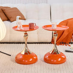 Sleek Hourglass Side Table - Stylish Modern Design Perfect for Living Rooms, Cafes, Dining Areas, Bedrooms, and Outdoors - Chic Decorative Accent (2, Hermes Orange)