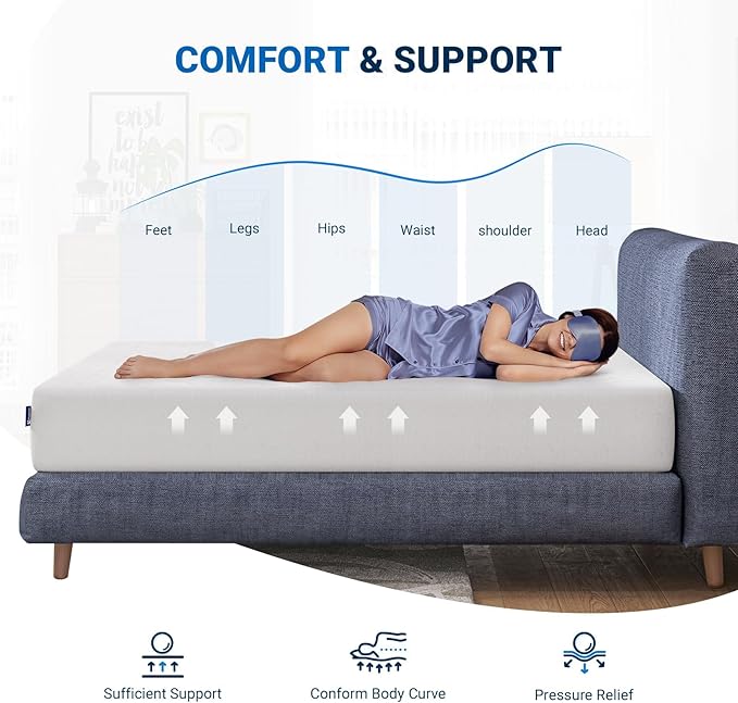 Avenco King Size Mattress, 10 Inch Bamboo Charcoal King Memory Foam Mattress in a Box for Pain Relief & Cooling Sleep, Medium Soft King Bed Mattress, CertiPUR-US Certified