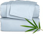 Pure Bamboo Full Sheets, Genuine 100% Organic Viscose Derived from Bamboo Bed Sheet Set, Luxuriously Soft & Cooling, Double Stitching, Lifetime Quality Promise (Full, Glacier)