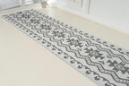 Custom Size Southwestern Style Runner Rug Mat for Wide Hallway Entryway Kitchen Laundry Room with Slip Resistant Latex Rubber Backing, Aztec Light Grey, 31 inch X 10 feet
