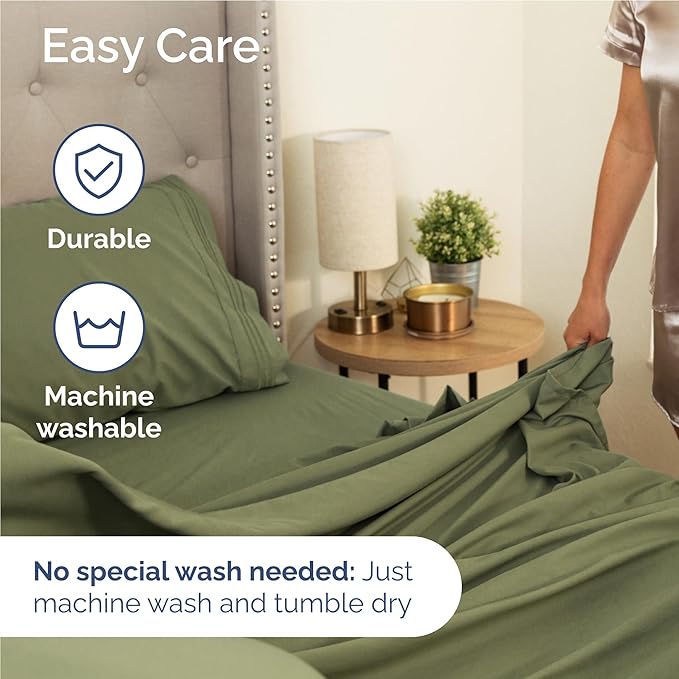 Twin XL Size 3 Piece Sheet Set - Comfy Breathable & Cooling Bed Sheets Set - Hotel Luxury Bedding for Women, Men, Kids, Teens, Boys & Girls - Deep Pockets, Soft, Wrinkle Free - Oeko-Tex - Sage Green