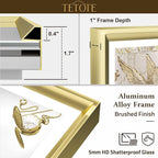 TETOTE Gold LED Bathroom Mirror with Lights 28x36 Frontlit & Backlit Vanity Framed Mirror Baroque Anti Fog Stepless Dimmable White/Warm/Natural,CRI90+,Waterproof,Wall Mounted(Horizontal/Vertical)