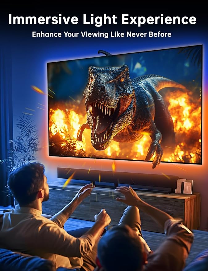 FFJ TV Lights That Change with TV, 21.3ft Cuttable TV LED Backlight for 90-100 Inch Screen and PC Monitor, TV Backlight with Sensor, Smart App Control, Game & Music Sync Color Changing Light