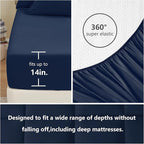 CozyLux King Size Comforter Set Navy Blue, 7 Pieces Bed in a Bag, Navy Blue Comforter King Size, All Season Bedding Sets with Stitch Quilted Comforter, Flat Sheet, Fitted Sheet, Pillowcases