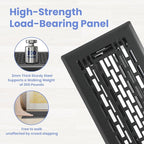 4x14 Inches 2 Pack Heavy Duty Walkable Floor Register - Easy Adjust Air Supply Lever Decorative Floor Vent Covers, Boston Design Vent Covers for Home - Matte Black
