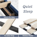 Allewie Twin Bed Frame/Velvet Upholstered Bed Frame with Vertical Channel Tufted Headboard/Strong Wooden Slats/Platform Bed Frame/Mattress Foundation/Box Spring Optional/Easy Assembly/Navy Blue