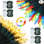 Battery Christmas Lights 4 Pack, 17ft 50 LED Dual Color Changing Mini String Light with 3 Auto-Timer Options and 12 Lighting Modes Waterproof Tree Lights (Warm White & Multicolor, 50 LEDs x 4 Pack)