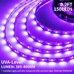 33FT USB Black Lights LED Strip, Battery Operated Black Light Tapestry Light, 300LEDs Blacklight for Bedroom Glassroom, Halloween, Glow Neon Party, Birthday, Fluorescent Poster Painting,4 Pack
