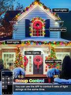 400LED Smart Color Changing Christmas Lights App Controlled, 142FT Waterproof RGB Twinkle String Light Music Sync Multiple Modes, Christmas Lights with Remote & Timer Indoor Outdoor Xmas Decorations