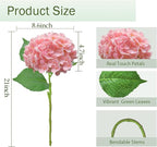 6 Pcs Real Touch Pink Hydrangea Artificial Flowers with Stems, Fake Silk Flowers for Outdoors, Artificial Flowers for Home Decor Wedding Bouquets Centerpieces Vase